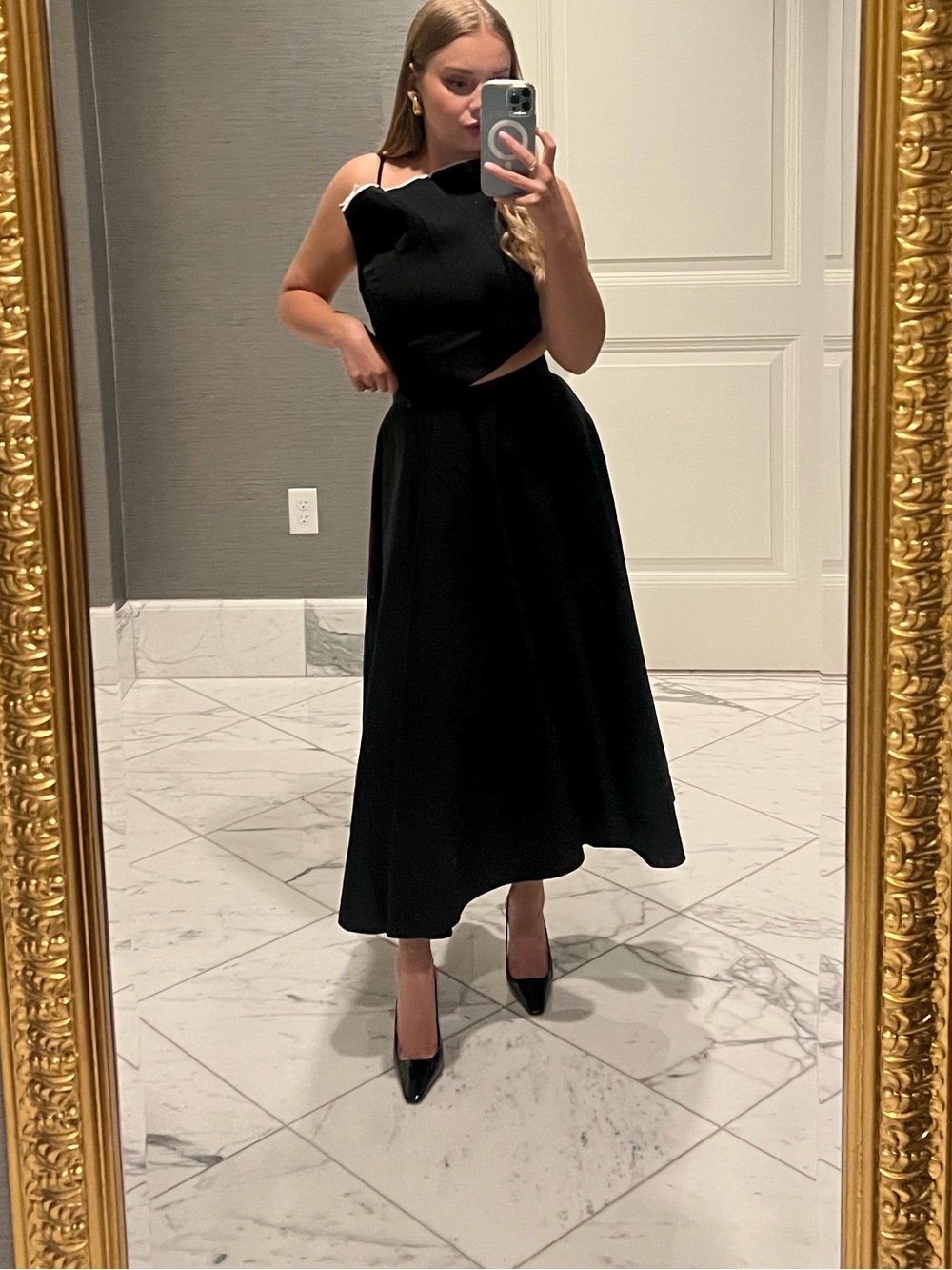 Black Maxi Skirt with Hidden Back Zipper